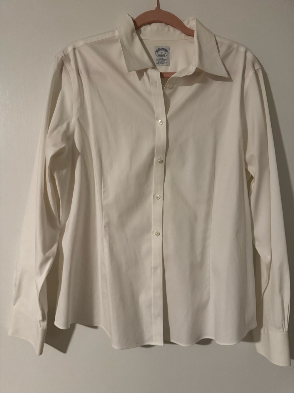 Brooks Brothers White Fitted Non-Iron Stretch Dress Shirt 16 NWOT